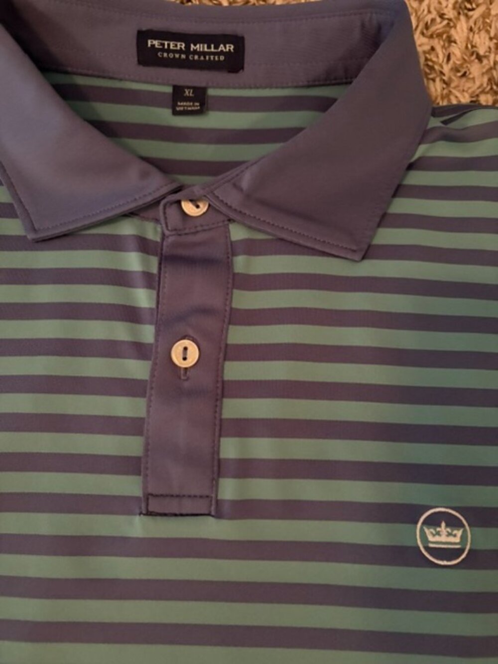 Peter Millar Crown Crafted Tailored Fit Bass (BB/SS) Stripe Polo. XL